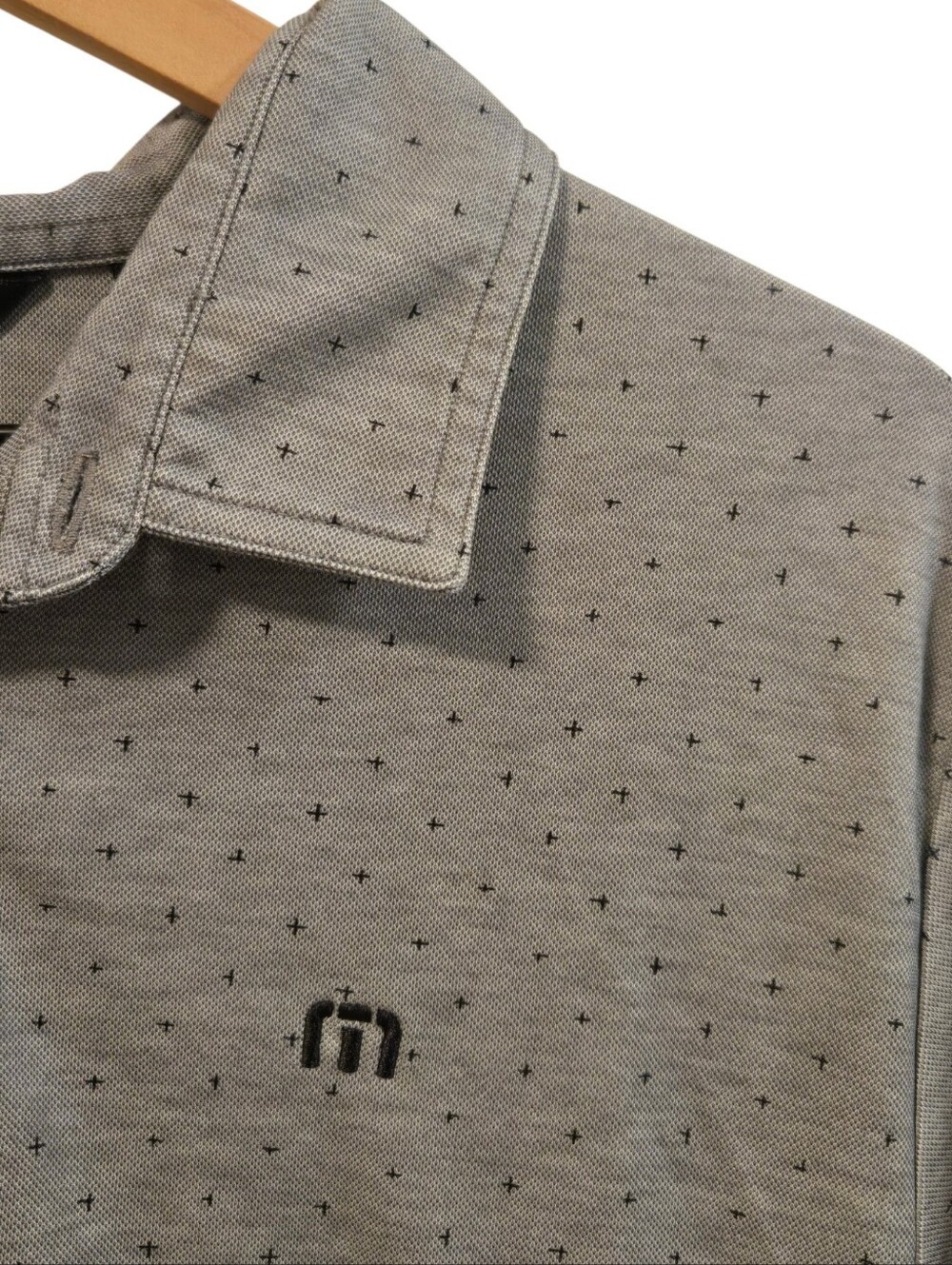 Travis Mathew Gray Geometric Print Maple Bluff Country Club Golf Polo Large